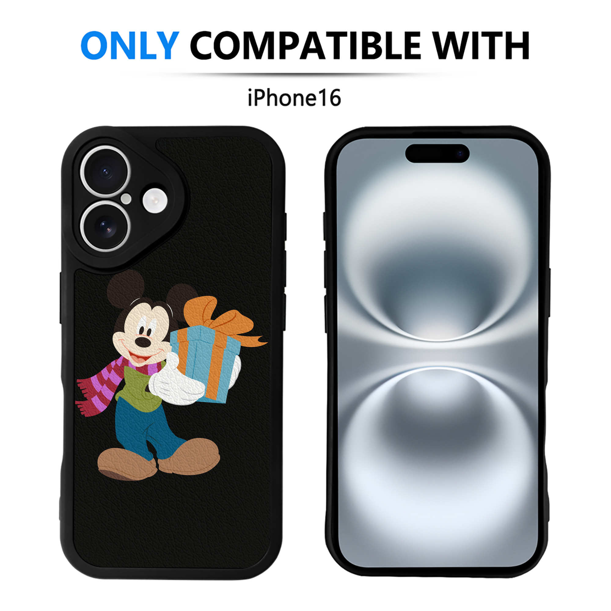 （画像用） ミッキーマウス Mickey Mouse 【iPhone 16シリーズ対応】シリコンスマホケース（レザー調） 材質：シリコン